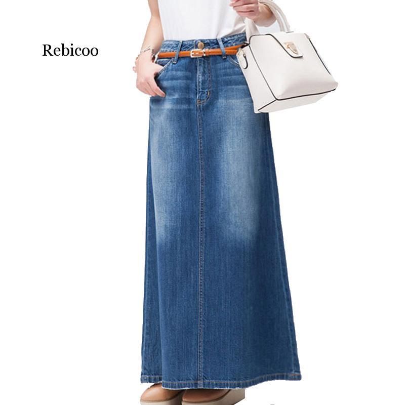 maxi plus size denim skirts