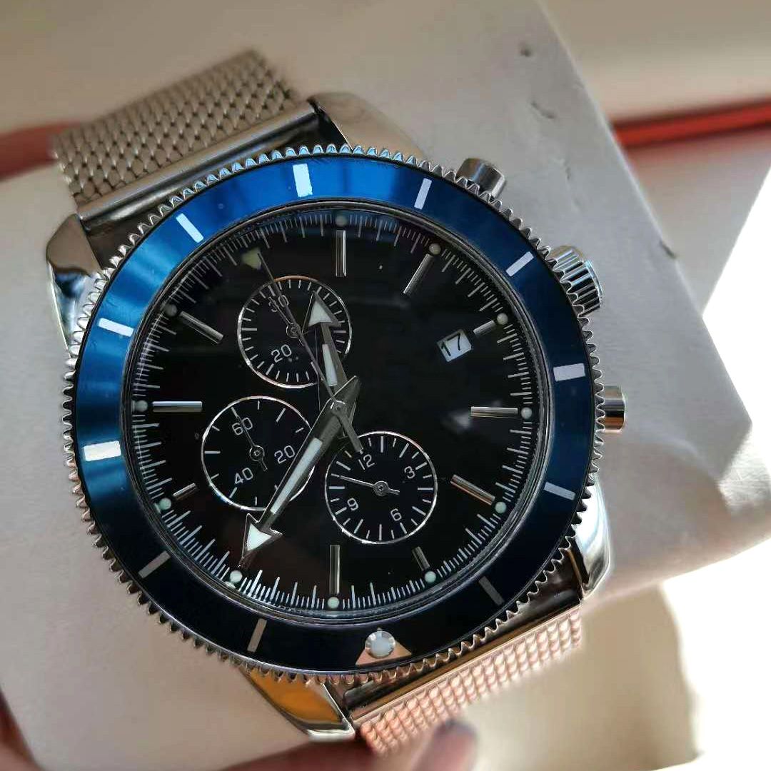 Blue Bezel Black Dial Metal