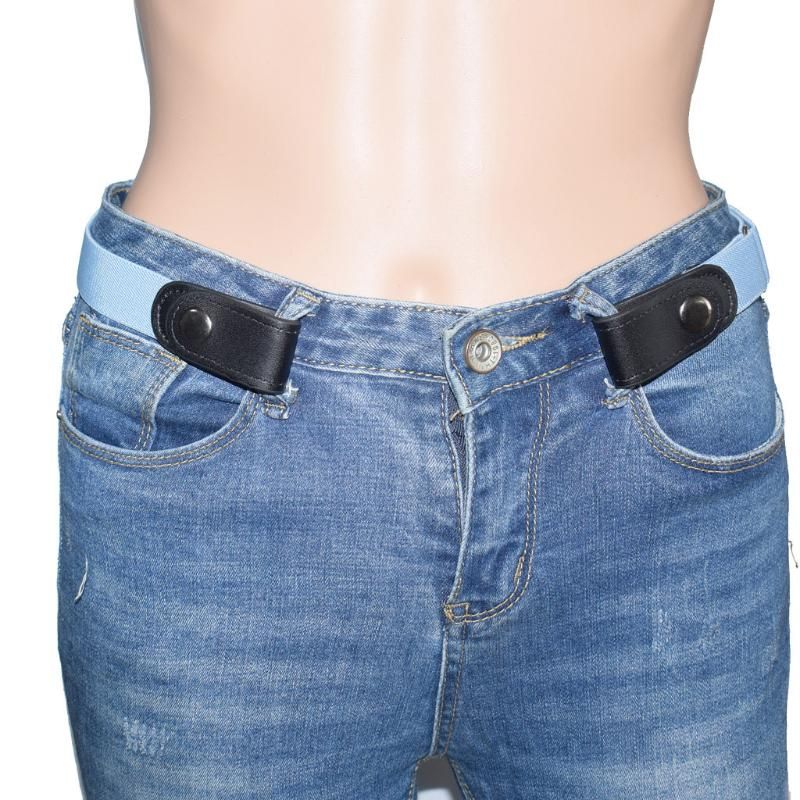 Belts Buckle-free Belt For Jean Pants Dresses No Buckle Stretch Elastic Waist Women/men Unisex Bulge Hassle Belt#C