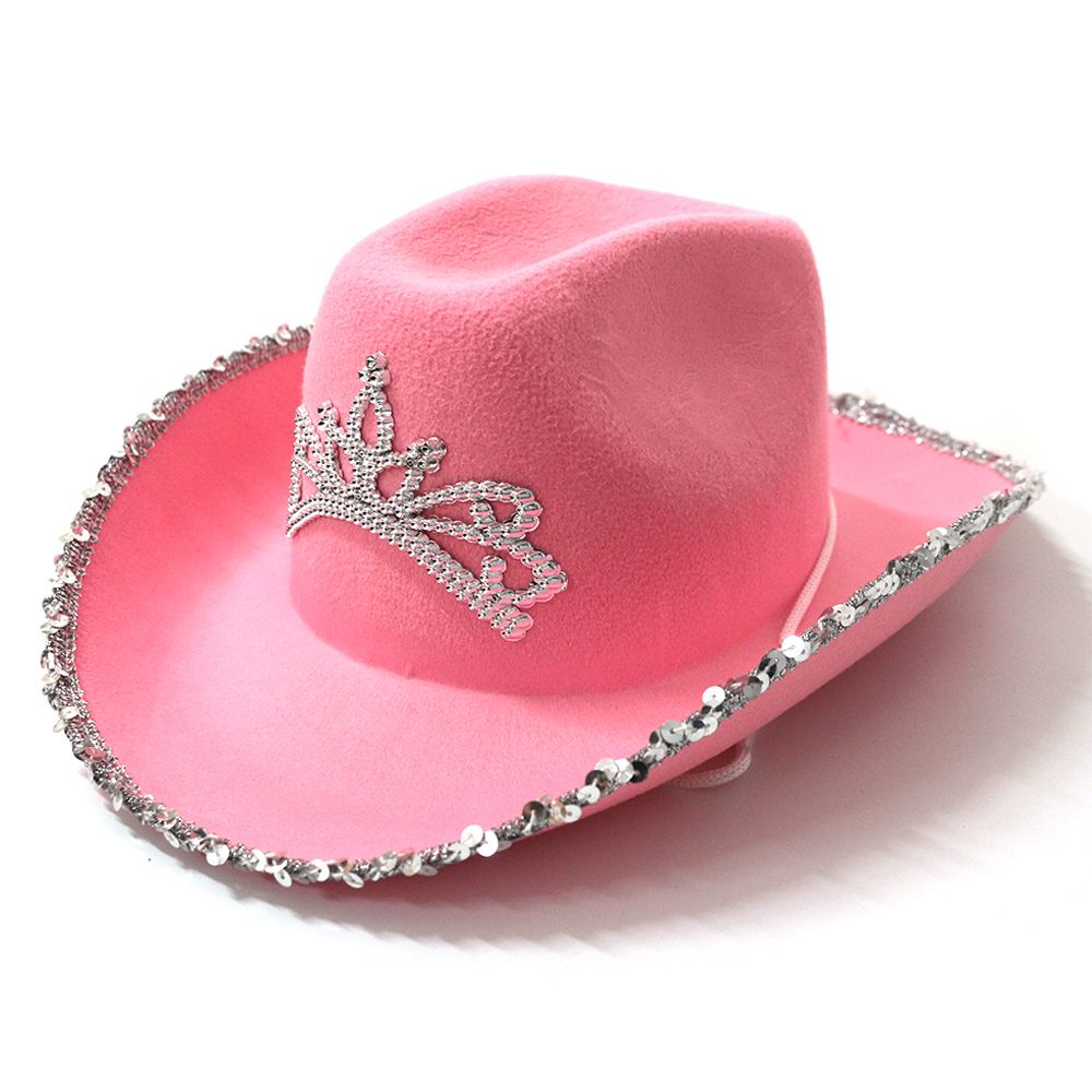 Estilo occidental vaquera sombrero para niña rosa tiara vaquera sombrero vaquero gorra fiesta fiesta