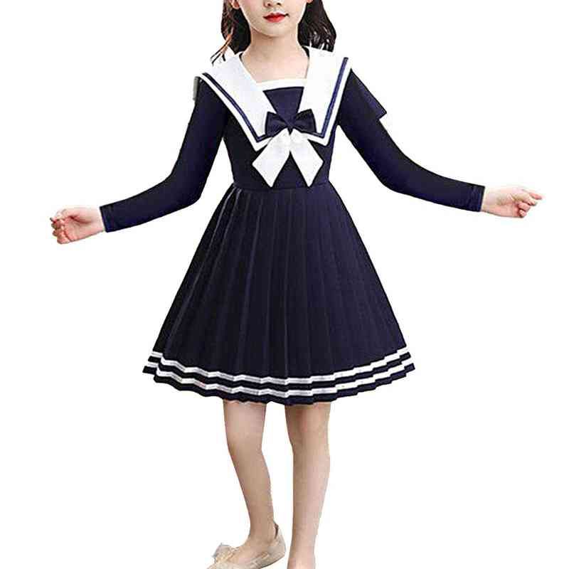 Niño marinero vestido niña japonés coreano raya escolar uniforme plisado vestido marino manga larga kawaii anime Niño marinero vestido niña japonés coreano raya escolar uniforme plisado vestido marino manga larga kawaii anime