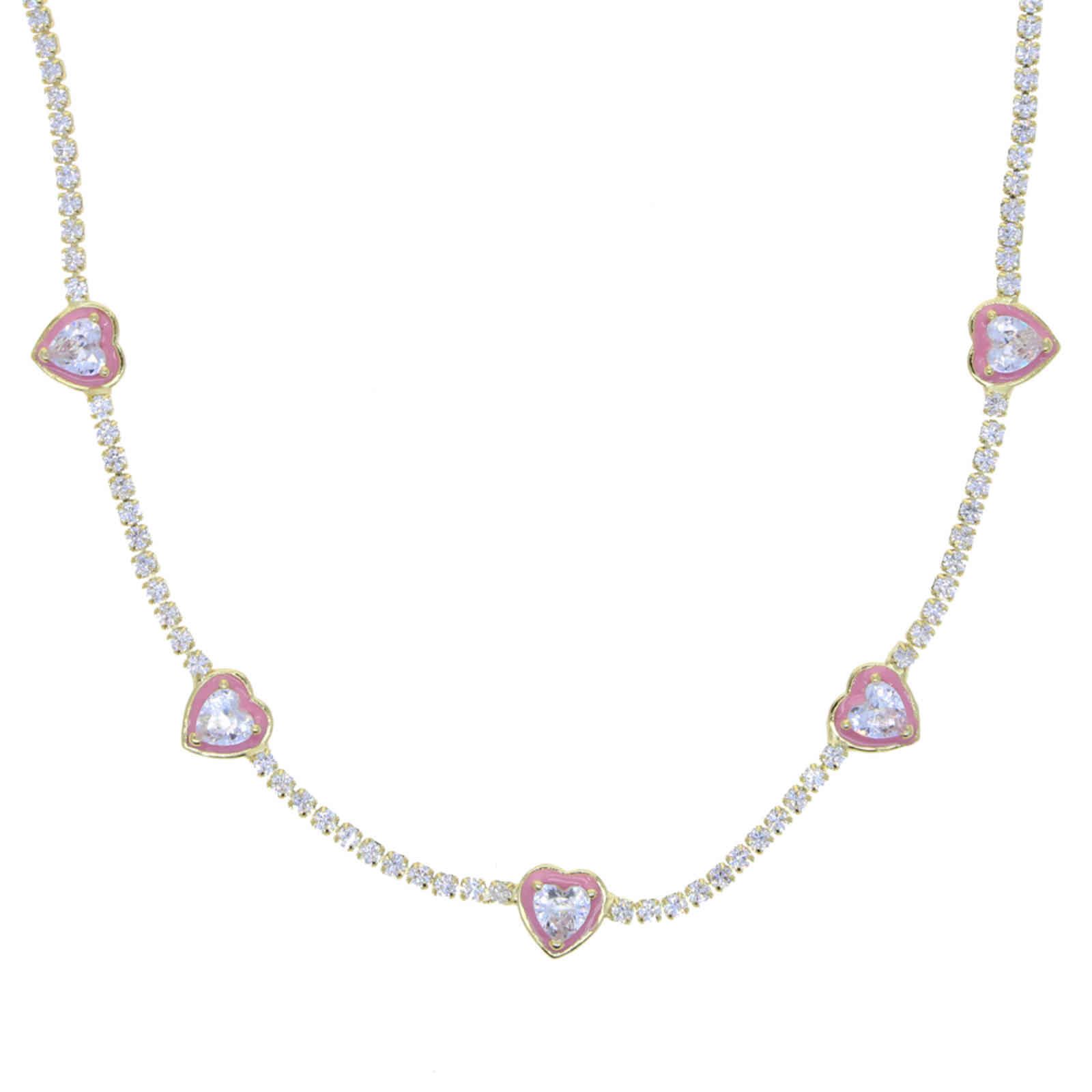 Pink Heart-32 with 10 Necklace
