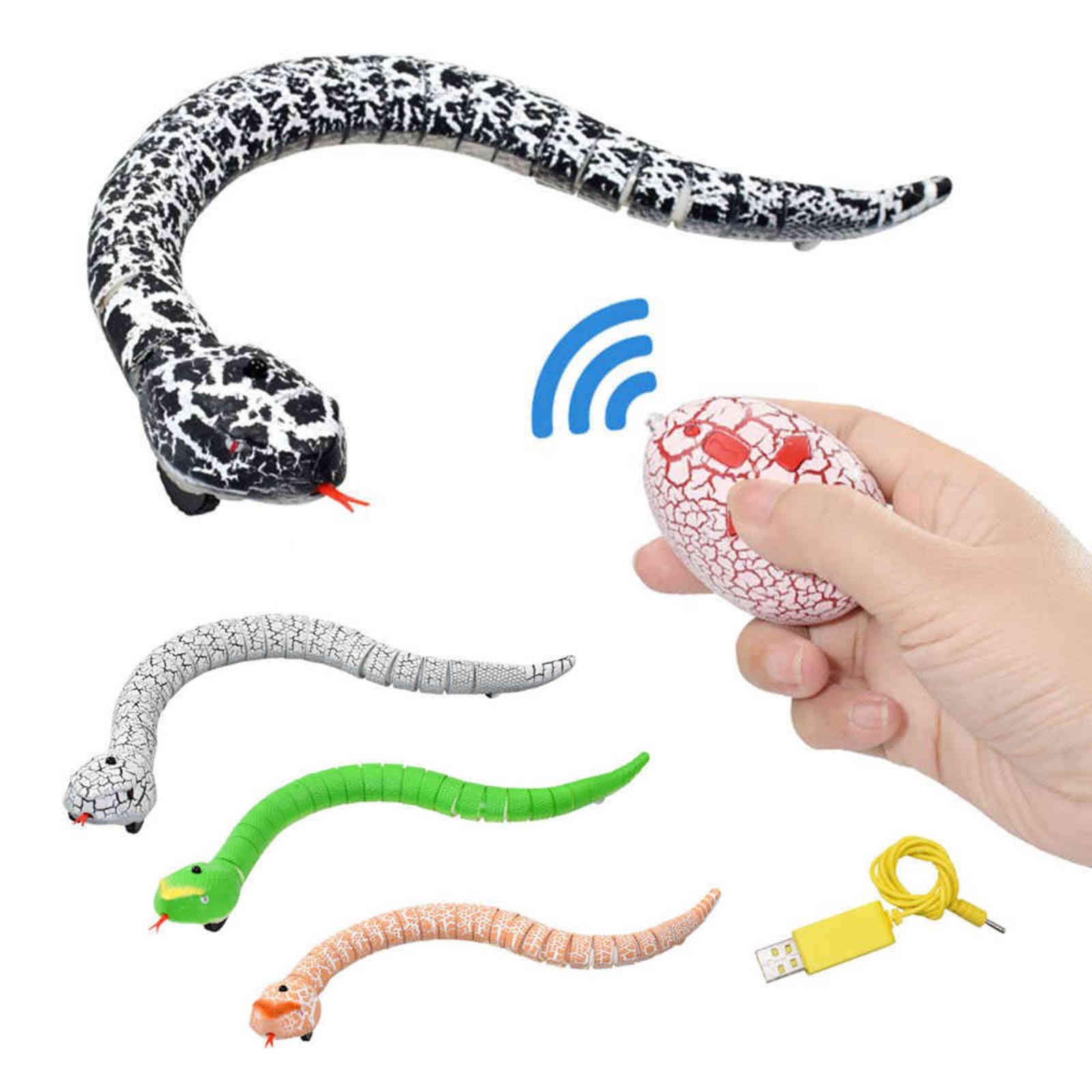 Novelty Remote Control Snake Infrared RC Animal Toys Rattlesnake With USB Cable Funny Trick Terrify Toys For kids 211027 Novelty Remote Control Snake Infrared RC Animal Toys Rattlesnake With USB Cable Funny Trick Terrify Toys For kids 211027