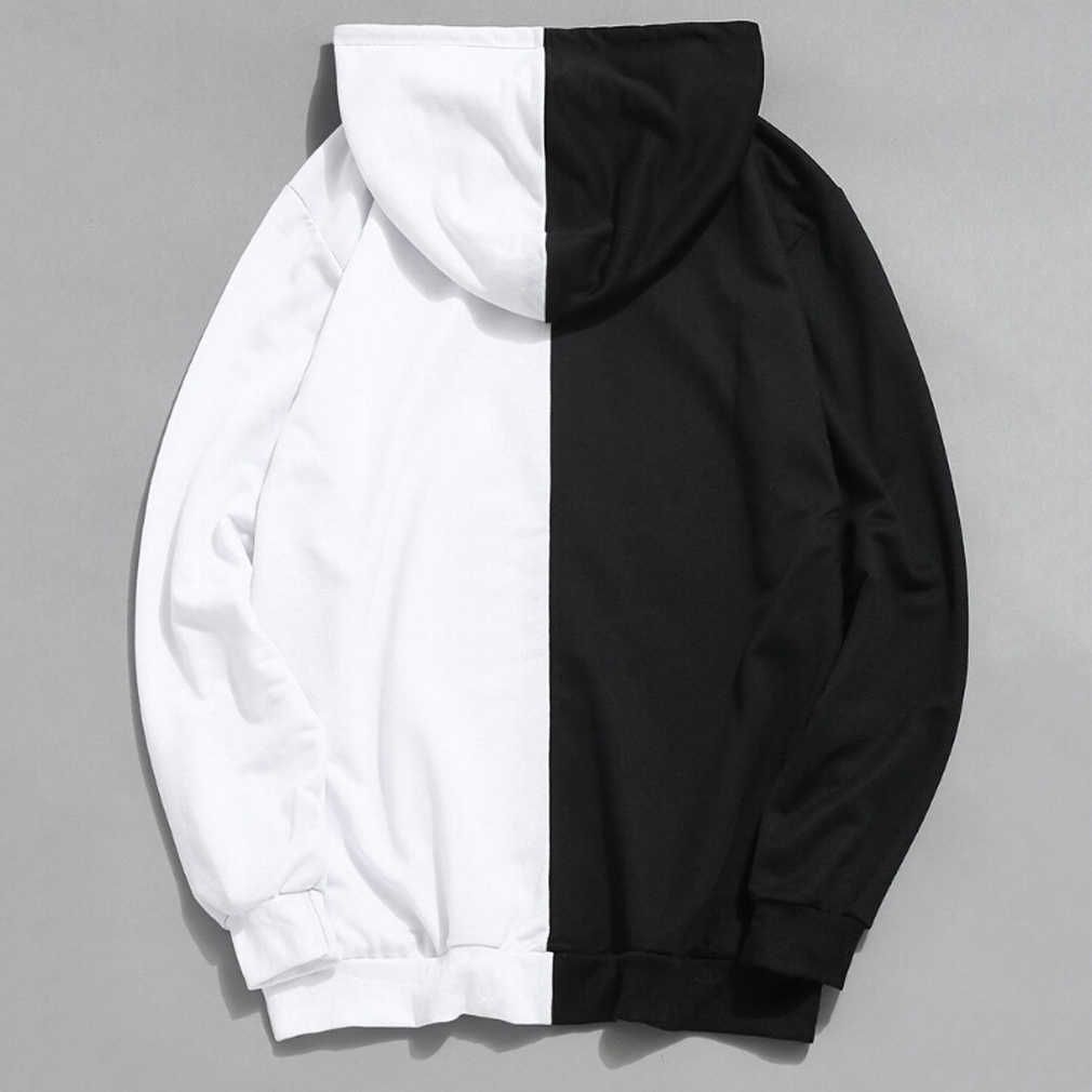 Compra Manga Larga Hombre Con Capucha Hoodies Hampa Half Blanco Negro  Fresco Llano Hoddies Hombres Patchwork Sudadera Con Capucha Hombre Moda  Barato | Entrega Rápida Y Calidad | Es.Dhgate