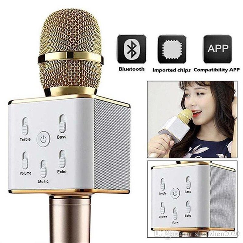 partícula exposición grua Micrófono de karaoke inalámbrico Bluetooth Track Surround Sound Voice Q7
