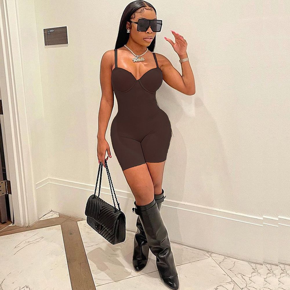One Piece Rompers Nude Sleeveless Strap 