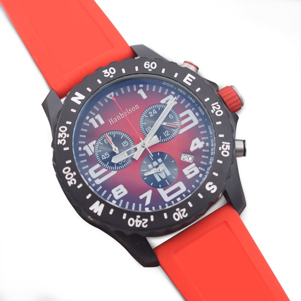 Black case Red strap