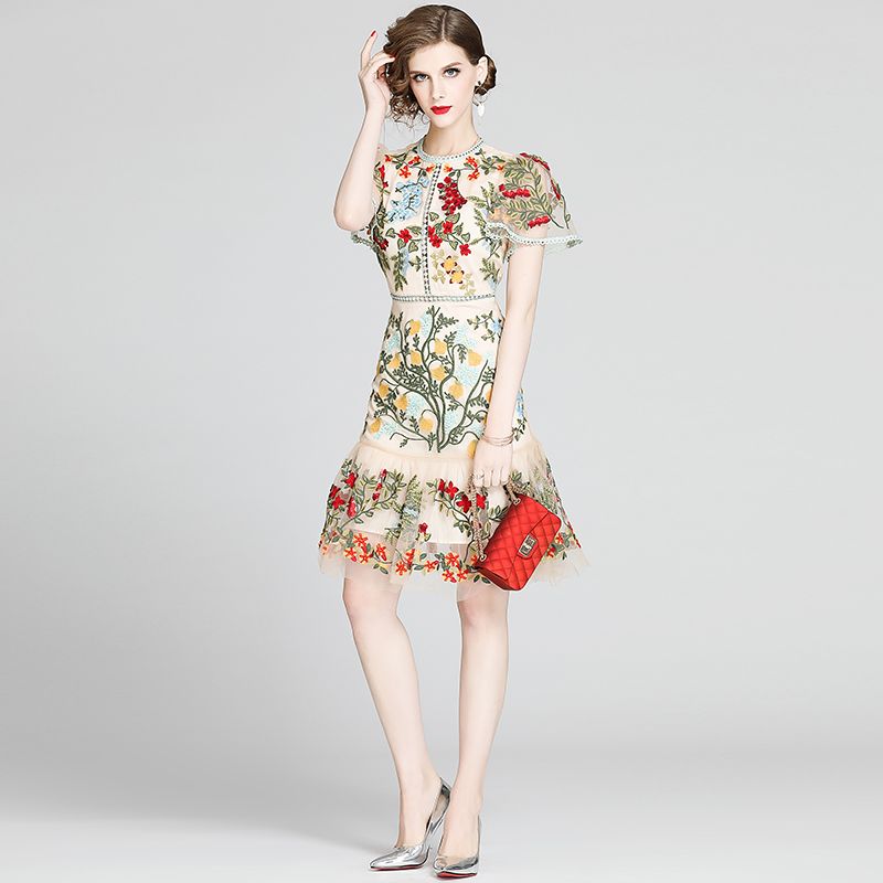 Compra Lujo Floral Bordado Vestido Adelgazante Mujer 2021 Diseñador Retro  Batwing Manga Oficina Elegante Delgado Malla Volante Vestidos Verano Otoño  Fiesta Fiesta Sexy Funda Vestido Barato | Entrega Rápida Y Calidad |  Es.Dhgate
