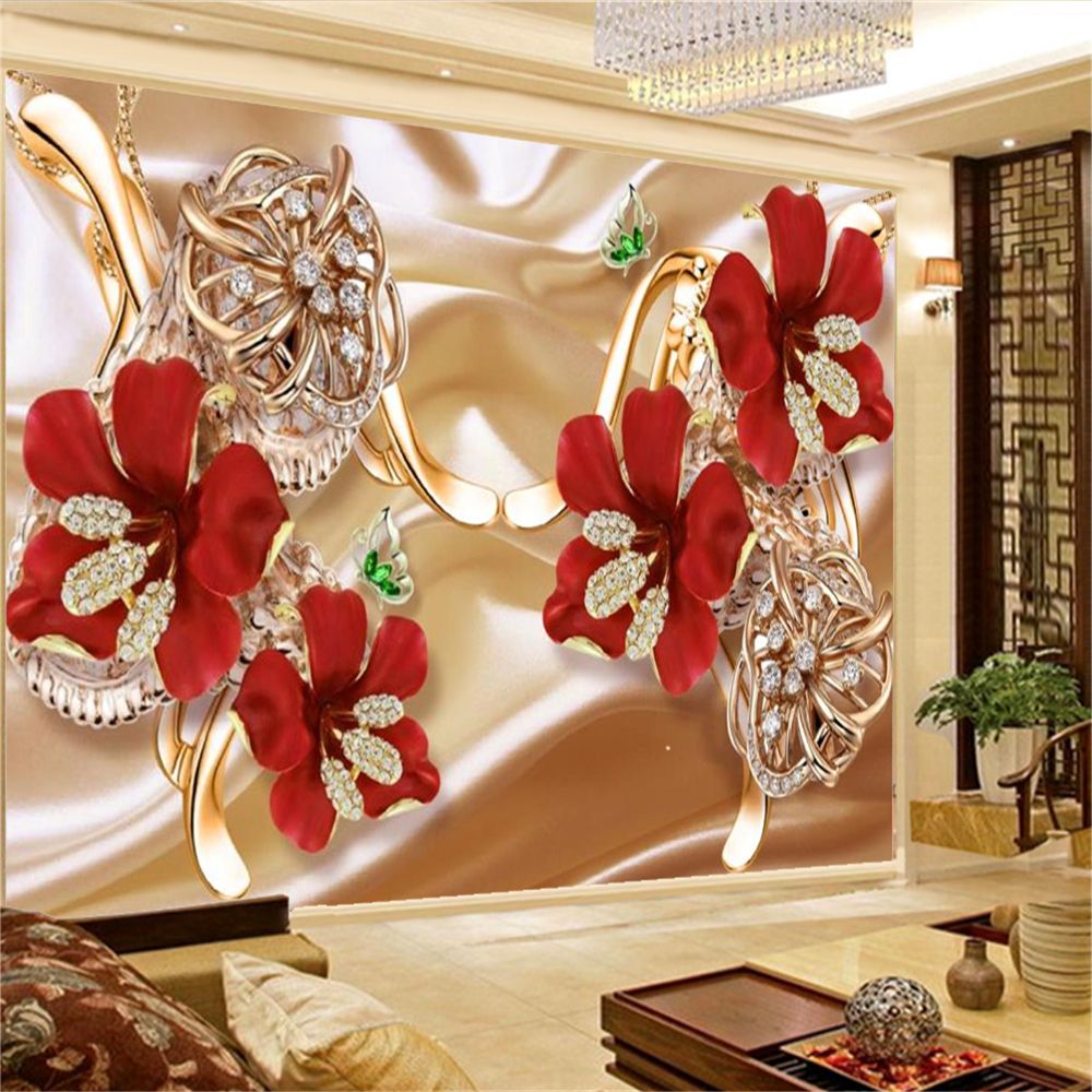 3d Floral Wallpaper Wall Papers Luxury Diamond Red Flower Mural Home Improvement Living Room Bedroom Kitchen 3d Floral Wallpaper Wall Papers Luxury Diamond Red Flower Mural Home Improvement Living Room Bedroom Kitchen