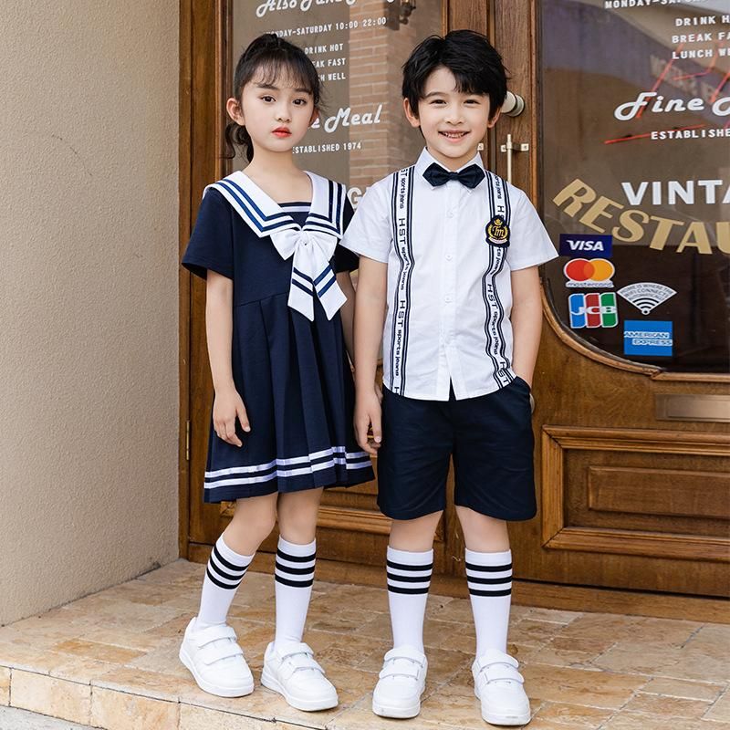 Ropa ropa niño coreano japonés escolar para chicas niño marino azul marinero blanco