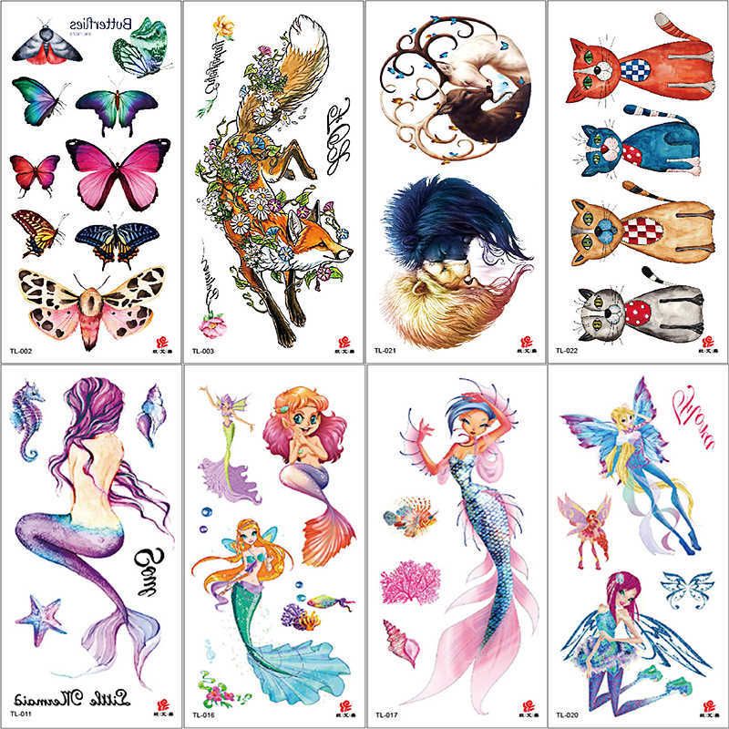 Colorful Watercolor Mermaid Panda Carton Character Women Kids Temporary Tattoo Sticker Waterproof Cat Fairy Body Art Girls Tatoo Colorful Watercolor Mermaid Panda Carton Character Women Kids Temporary Tattoo Sticker Waterproof Cat Fairy Body Art Girls Tatoo