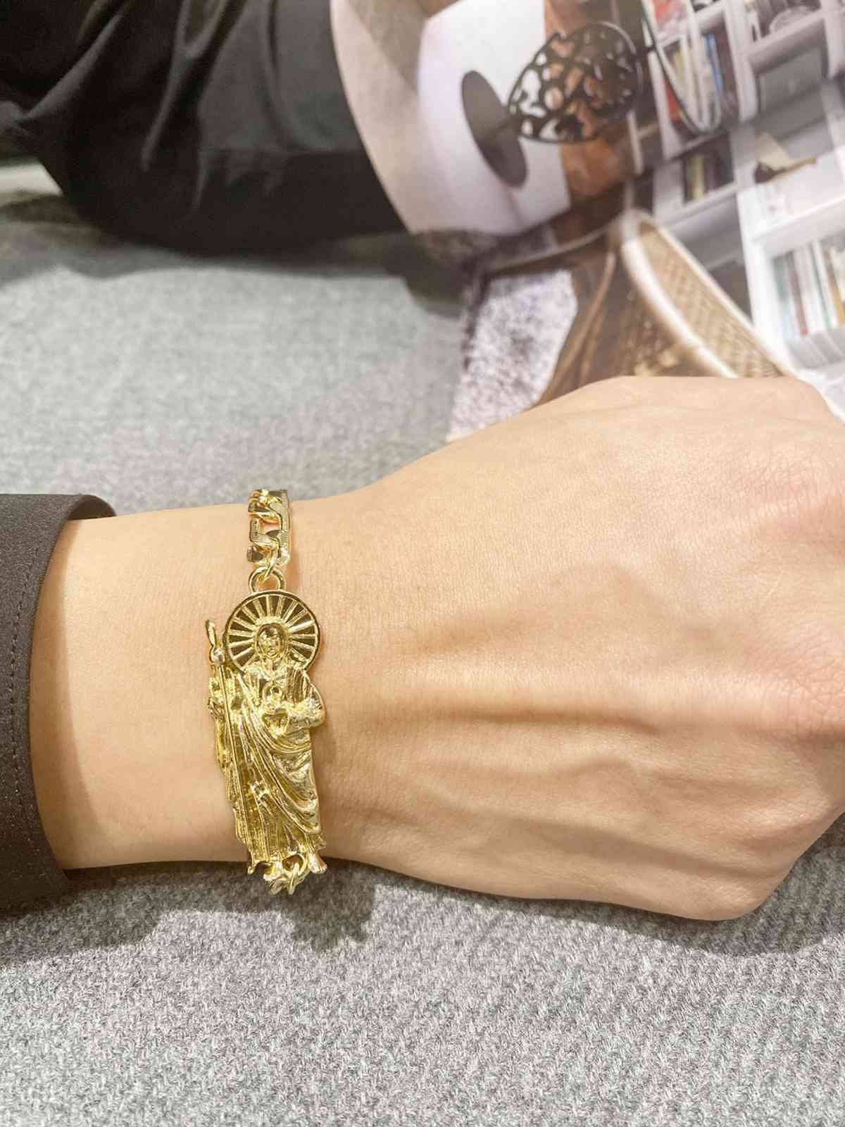 14k Oro Laminado San Judas Tadeo Bracelet Men Women Punk Unique Bracelet religious Platinum Bracelet Religious Jewelry50787551160199