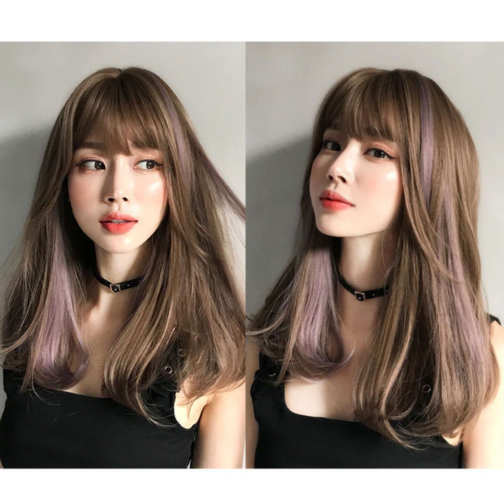 Korean Womens Highlights Long Inside Button Curly Air Bangs Clavicular Hair  Thin Rattan Wig From Health9supplies, $59.8 | DHgate.Com