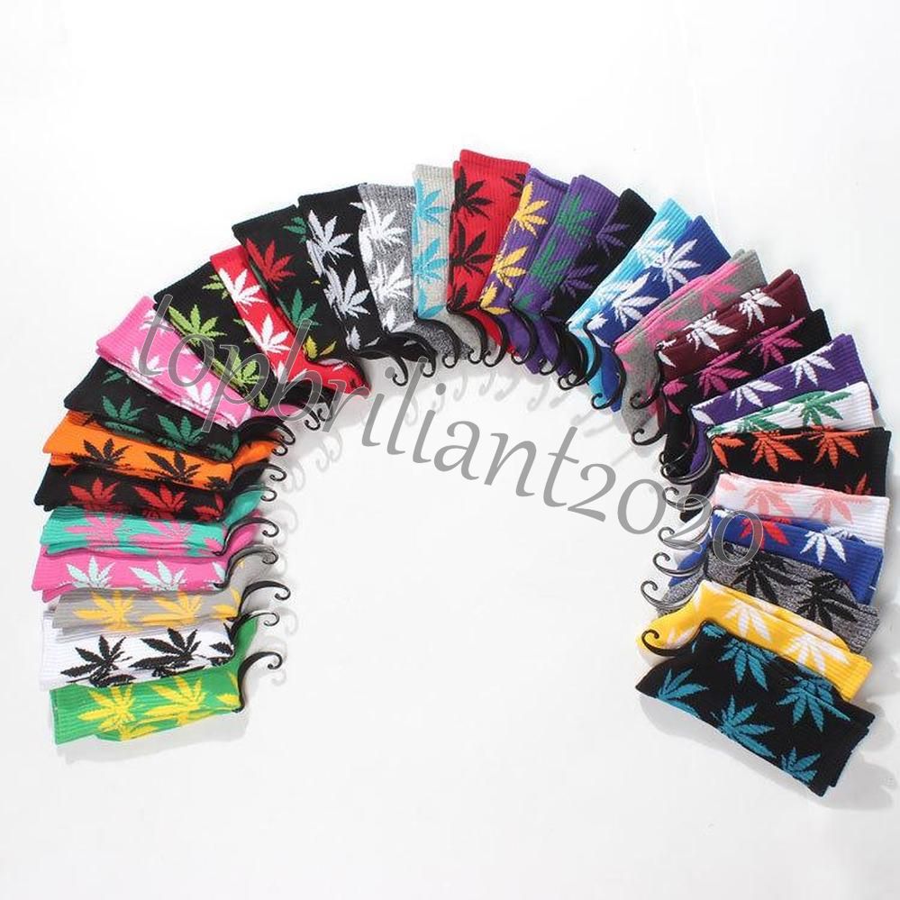 35 colori natale Plantlife Calzini per uomini donne calze di cotone di alta qualità skateboard hiphop foglia di acero foglia sportiva calzini all'ingrosso