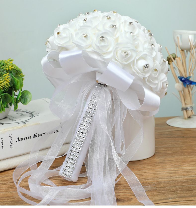 Wedding Flowers Artificial Bridal Bouquet Handmade Beauty Foam Roses Party decoration Accessories