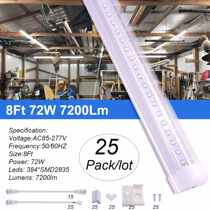 8ft 72W V-vormige duidelijke dekking