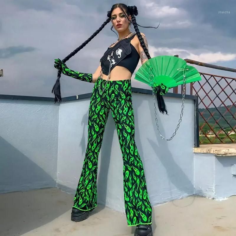 Compra Pantalones De Piernas Anchos De La Cintura Alta De La Cintura Alta  De Las Mujeres Pantalones De La Parte Inferior Del Pie Pantalones De La  Parte Inferior Del Estilo Coreano Verde