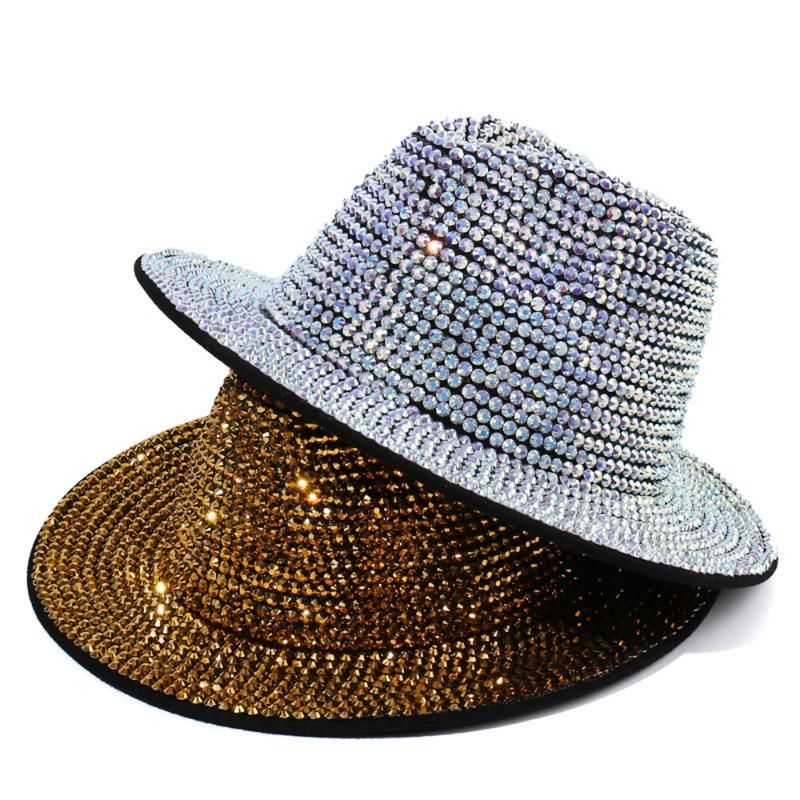 Wide Brim Hats Rhinestone Fedora Hat 