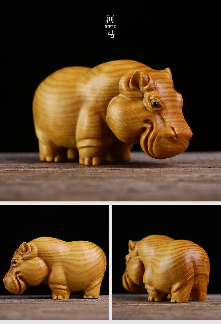 Rhinoceros, Elephant, Hippopotamus, African Animal Statue, Boxwood Carving, Handmade Figurines Animal Ornaments Collection Rhinoceros, Elephant, Hippopotamus, African Animal Statue, Boxwood Carving, Handmade Figurines Animal Ornaments Collection