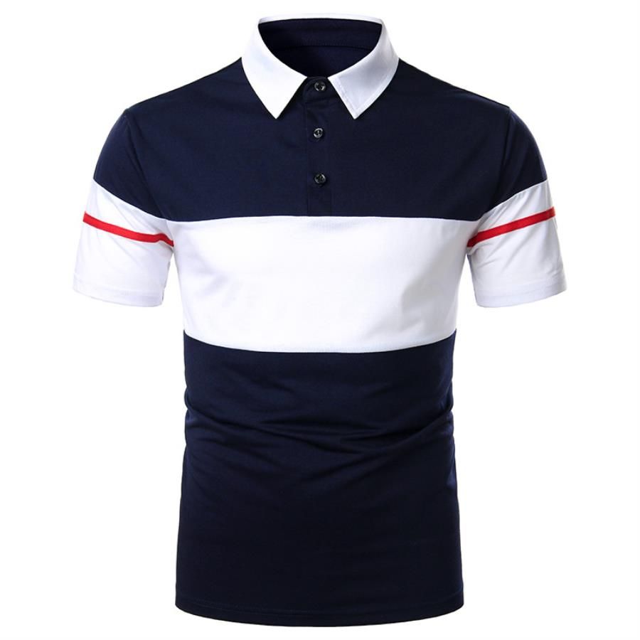 Men's Polos T Shirts Fitness Ropa De Hombre Short Sleeve Men Clothing Two  color Striped print lapel Male Dress Designers Shirt 2021 Camisas Crop Top  Summer China red