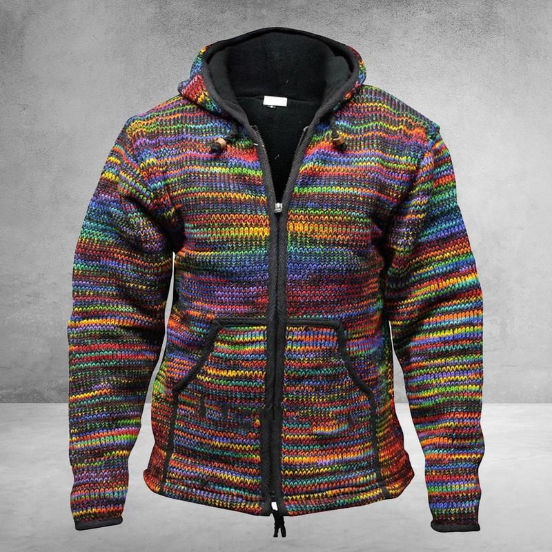 Winter Men Cardigan Jacket Rainbow 