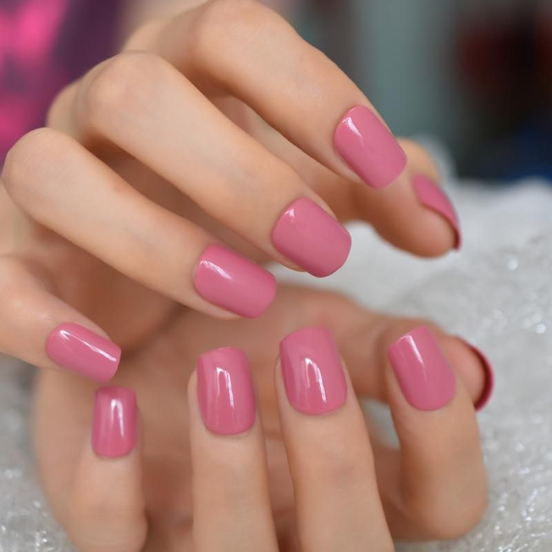 False Nails Glossy Light Pink Nail Short Acrylic Pure Color Square Sticker Full Cover Abs Artificial From Wwitty21 3 13 Dhgate Com