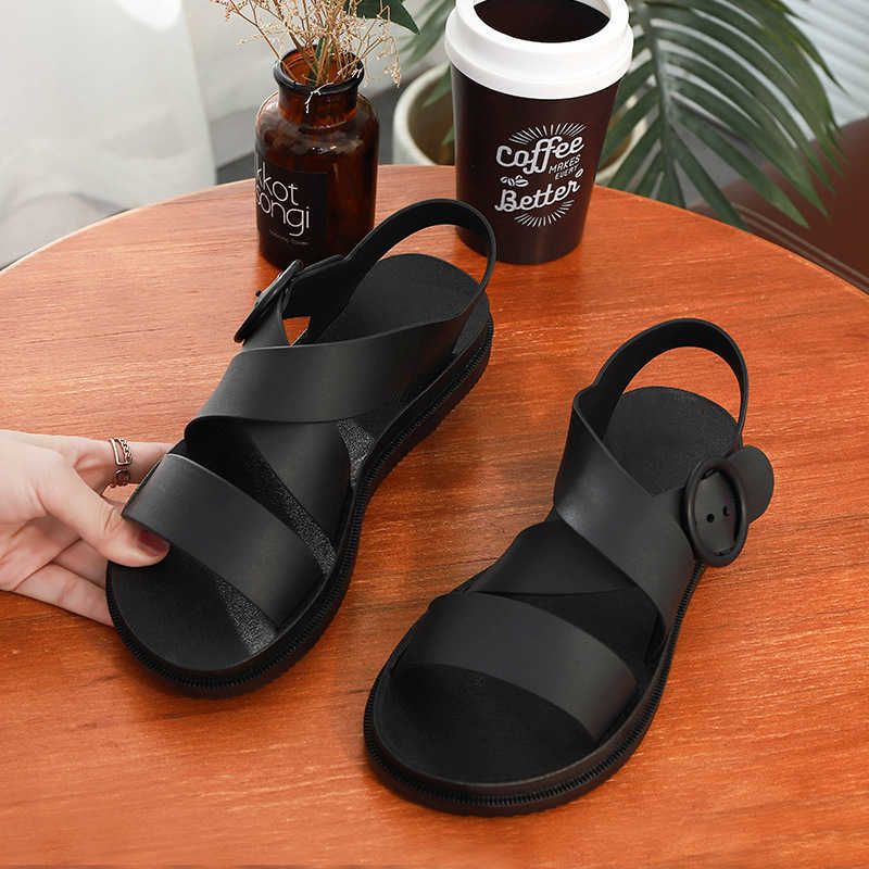 SWONCO PVC Sandals Shoes Women Summer Casaul Shoes 2020 New