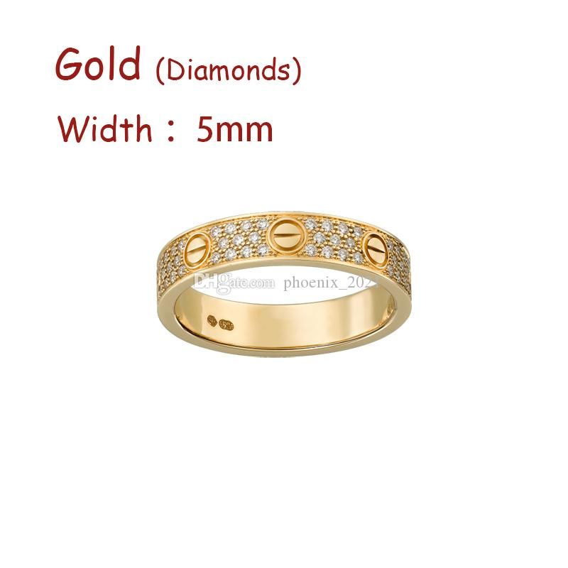 Золотой (5 мм) -diamonds Love Ring