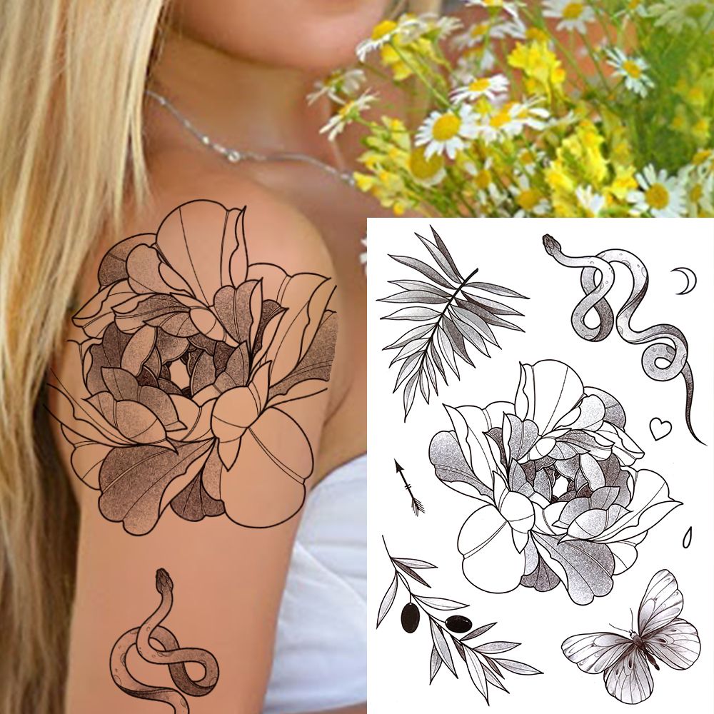 Waterproof Temporary Tattoos Sticker tattoo Stickers For Women arm Adults fake sleeve tatoo Henna Flower Black Waterproof Temporary Tattoos Sticker tattoo Stickers For Women arm Adults fake sleeve tatoo Henna Flower Black