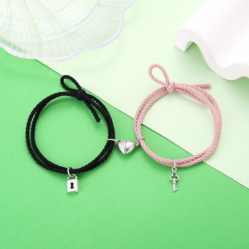 Pulseras Para Hombre Mujer De Cuero Corazón Joyería Encanto Moda Parejas Amantes 