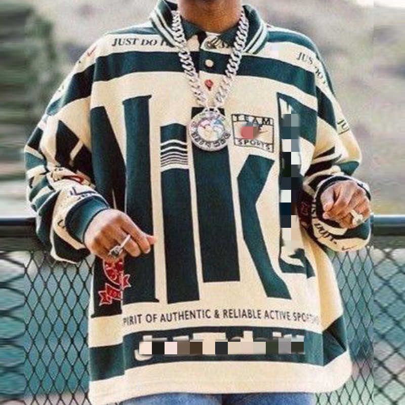 Compra Otoño Hombre Moda Tendencia Impresión De Manga Larga Jersey Polo  Collar Diseño Suelto Americano Retro Hip Hop Calle Casual Desgaste Barato |  Entrega Rápida Y Calidad | Es.Dhgate
