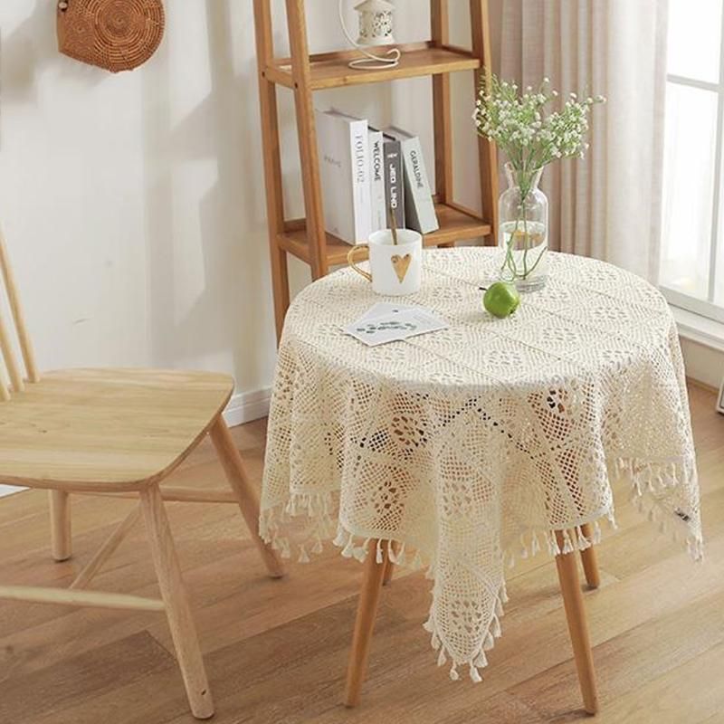 Chic European Lace Tablecloth Rustic Embroidered Table Cloth Cover Decor Q