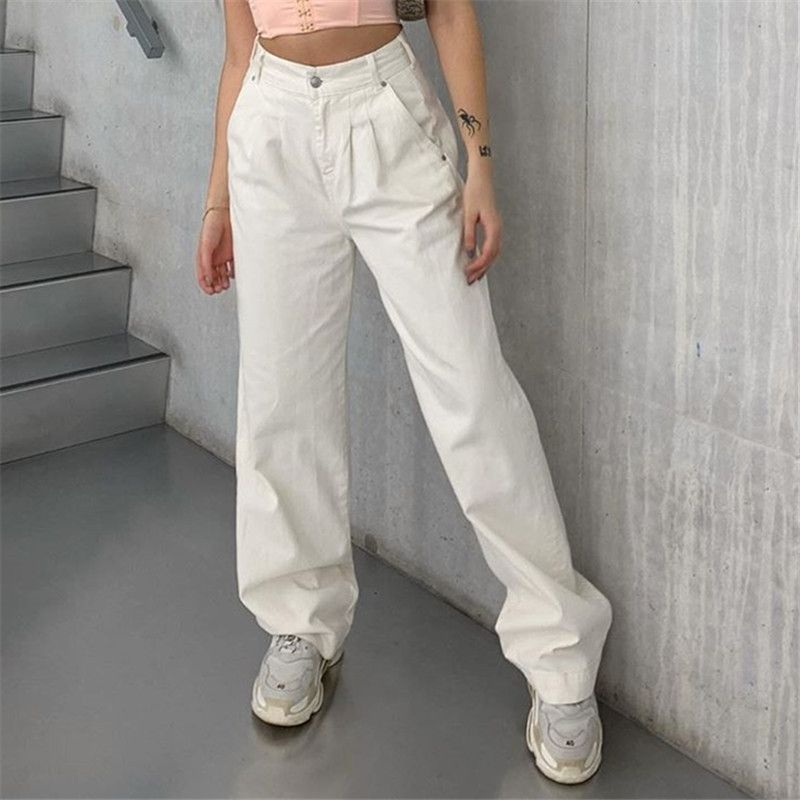 Compra Caída Holgado Blanco Pantalones Vaqueros Mujer Alta Cintura Coreana  Indie Estética Algodón Carga Pantalones Vintage Ropa Fondos Kobieta Spodnie  210329 Barato | Entrega Rápida Y Calidad | Es.Dhgate