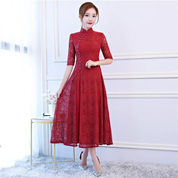 Compra Ropa Étnica Llegada Largo Largo Cheongsam Red Moda China Vestido De  Mujer Elegante Qipao Vestidos Tamaño S M L XL XXL XXXL 27568B Barato |  Entrega Rápida Y Calidad | Es.Dhgate