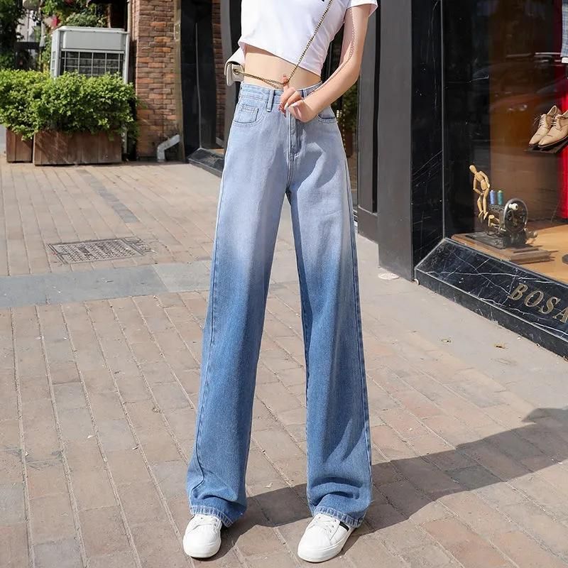 Compra Jeans Mujeres Mujeres Azul Casual Gradiente 2022 Primavera Estilo De  Otoño Personalidad Coreana Flojo Fino Ancho Pantalones De Mezclilla  Pantalones De Tendencia Pantalones Barato | Entrega Rápida Y Calidad |  Es.Dhgate