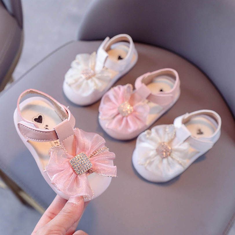 Perdóneme el plastico Deber Sandalias de bebé Zapatos para niños Lavar niños Lavar niña Calzado Verano  Rhinestone Fashion Lace Bow