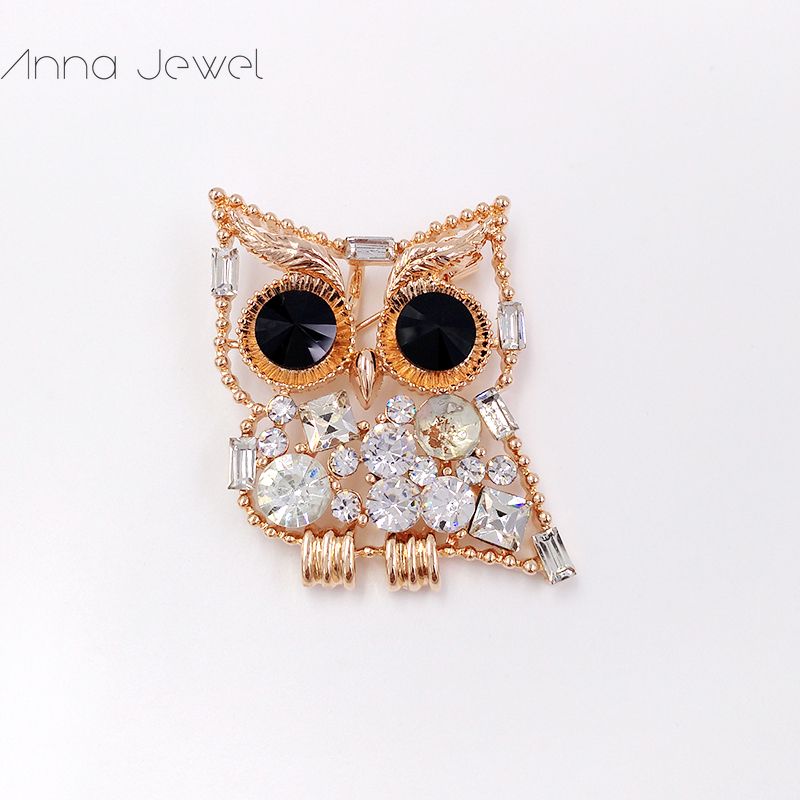 Couleur or Owl Broche