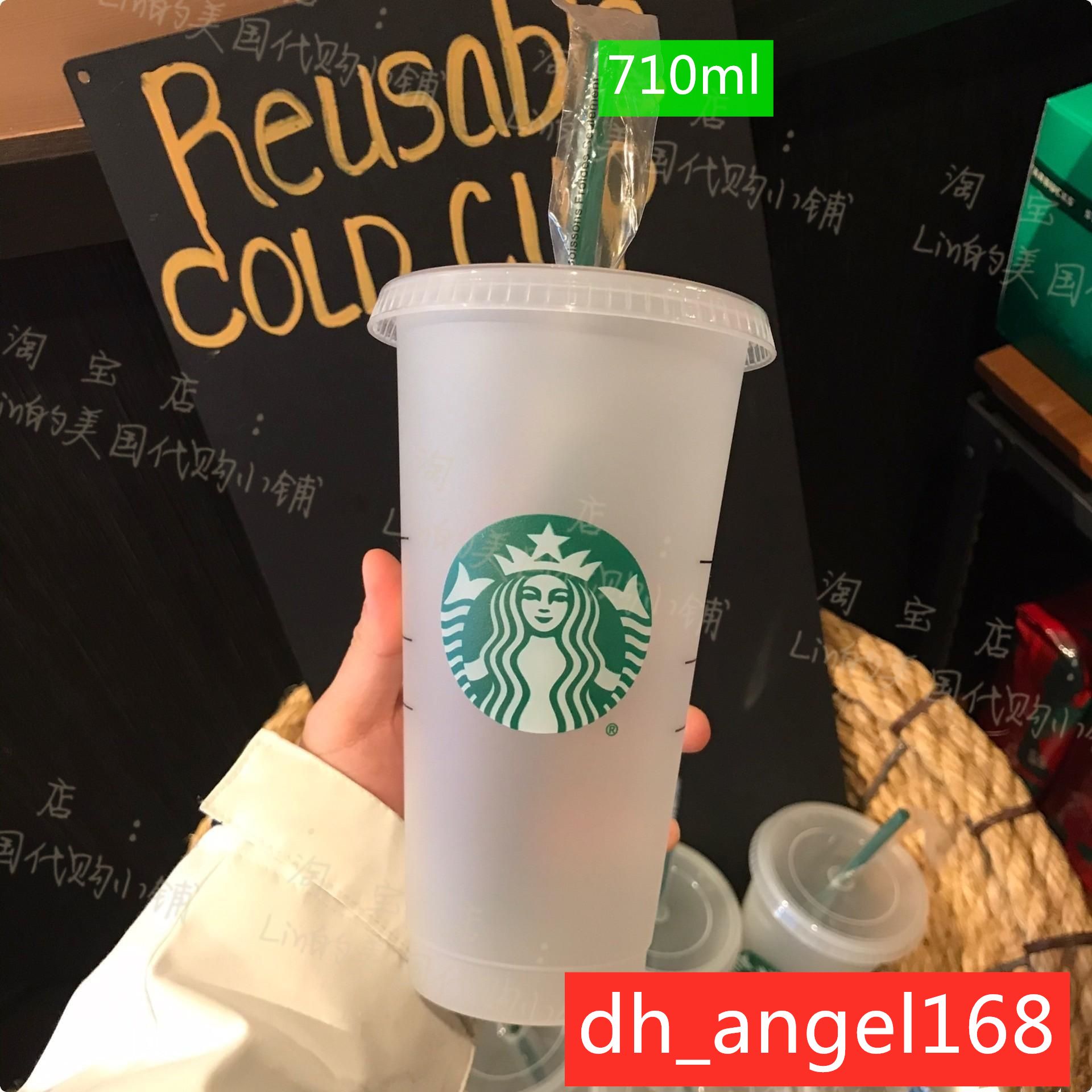 50 قطع Dhl Starbucks 24oz 710ml Tumblers البلاستيك Reusable شفاف شقة كوب سترو مع عمود غطاء الراددي القدح Drinkware 2021 من Dh Angel168 9 41ر س موبايل Dhgate