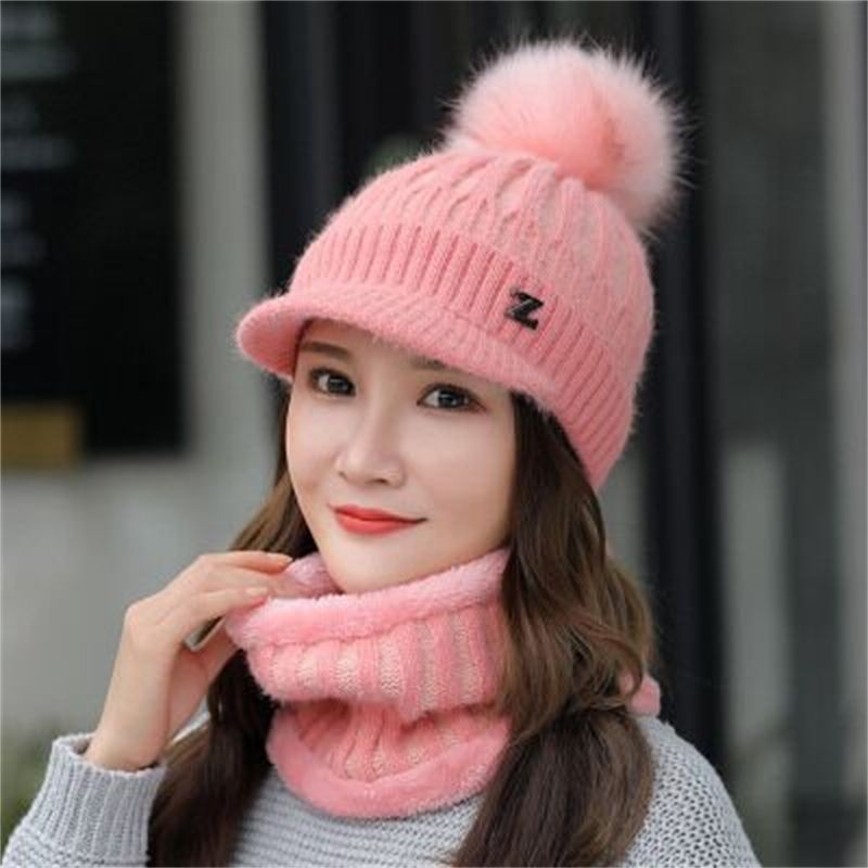 Pink-hat scarf set