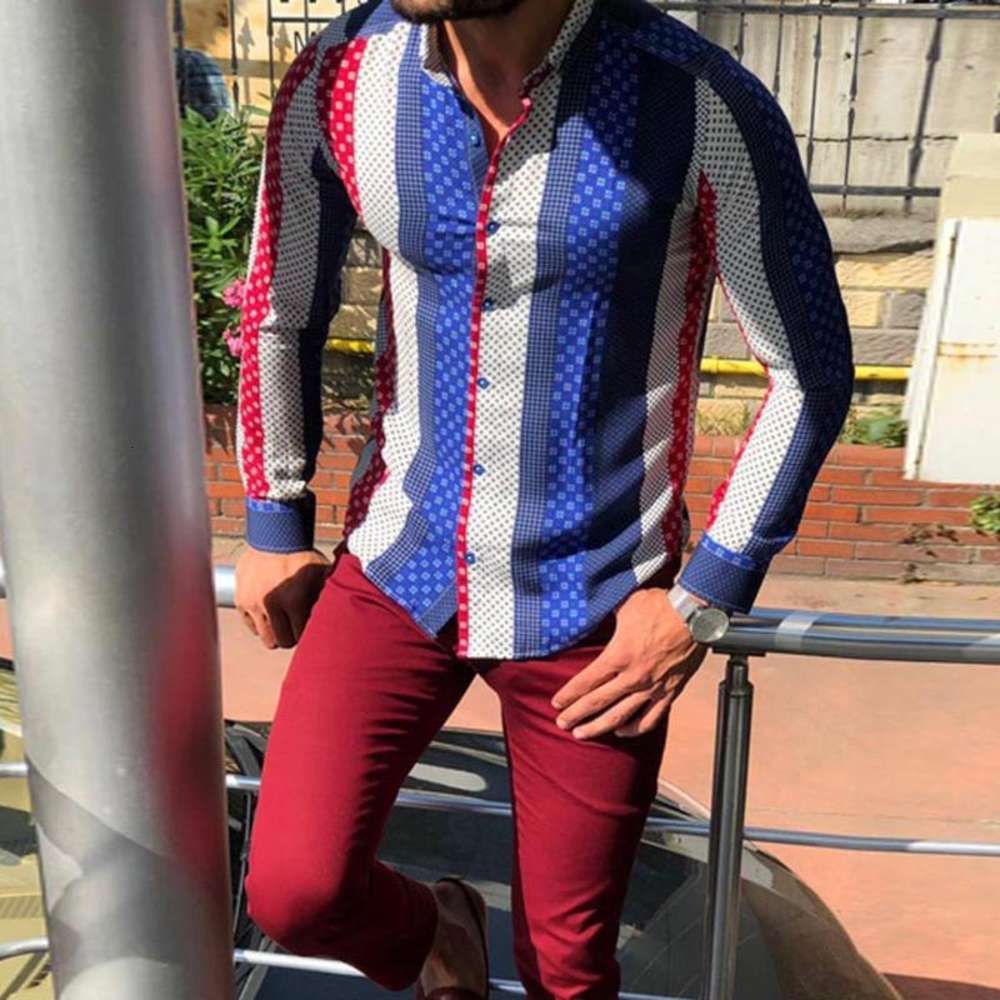 Blusas Hombres Primavera Impresión 3d Negocios Ocio Blusas Hombres Primavera Impresión 3d Negocios Ocio
