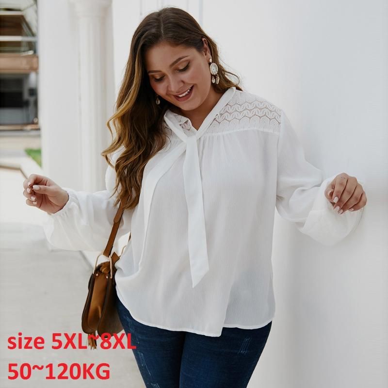 Compra Camisas Blusas Para Mujer Talla Grande 8xl 120kg Blusa Blanca Blusa  De Gasa De Manga Larga Camisa De Manga Larga Ropa Grande Lady Tops Y Ropa  Casual Barato | Entrega Rápida