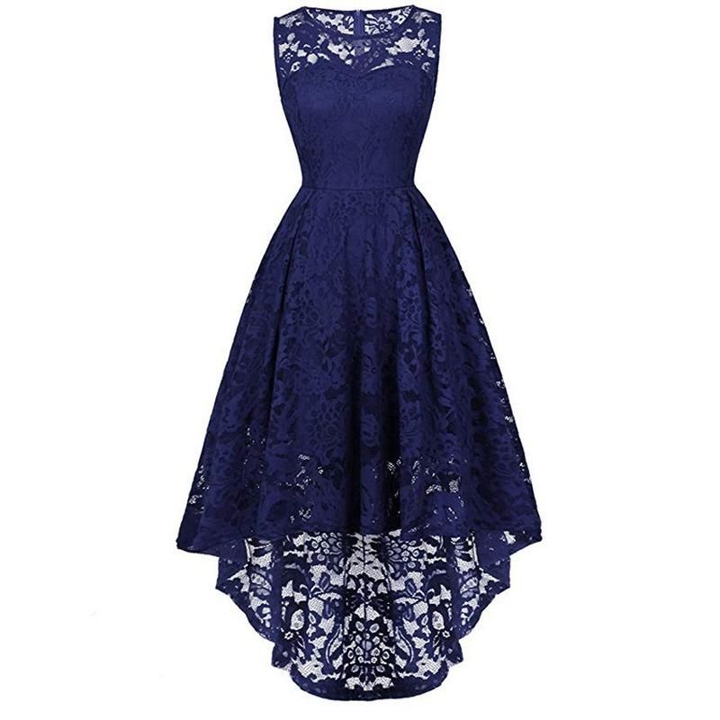 Casual Dresses Short Front Long Back Ladies Party Dress Solid Color Blue  Red White Black A Line Lace School Asymmetrical Formal From Yanronpo,  $29.39 | DHgate.Com