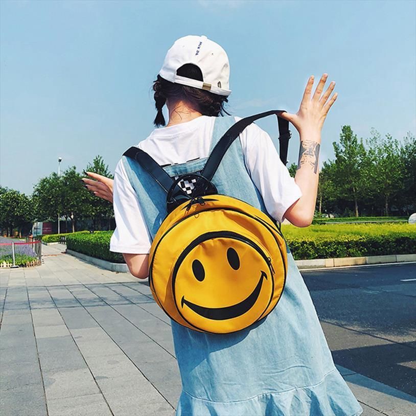 Compra Divertido Sonriente Cara Mochila Mujer Bolsa De Computadora Portátil  Gran Capacidad Historieta Estampado Estudiantes Mochilas Niños Nylon Viaje  Amarillo Barato | Entrega Rápida Y Calidad | Es.Dhgate