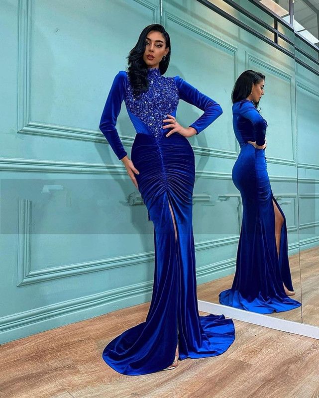 Mermaid Royal Blue Velvet Evening 