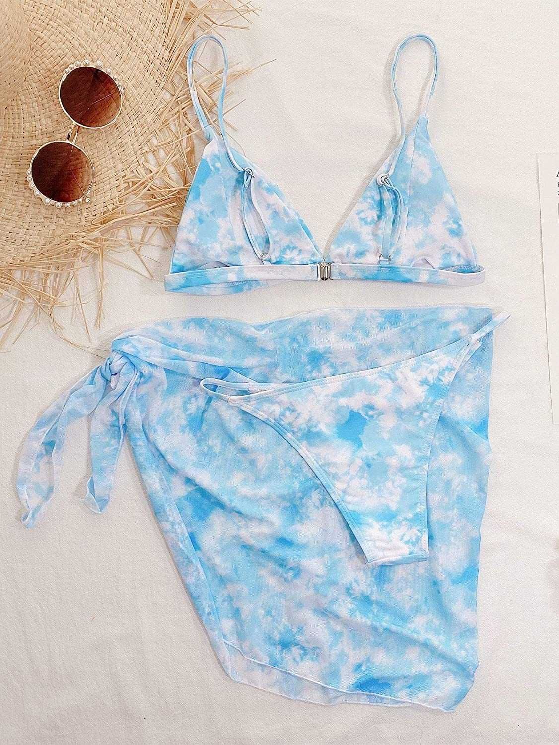 Compra Traje De Baño De 3 Piezas Shein Teñido Traje De Bikini Triángulo  Triángulo Traje De Baño Con Top Barato | Entrega Rápida Y Calidad |  Es.Dhgate