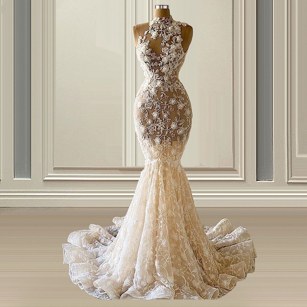 beaded mermaid wedding gown