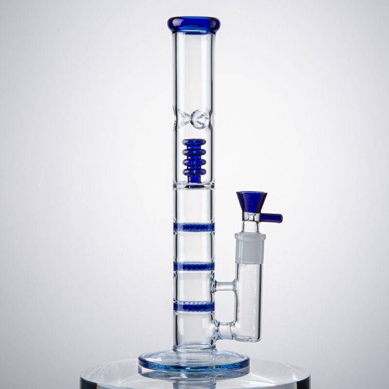15" Triple Matrix Perc Thick Recycler Glass Big Bong Straight 3 Layers Hookahs 