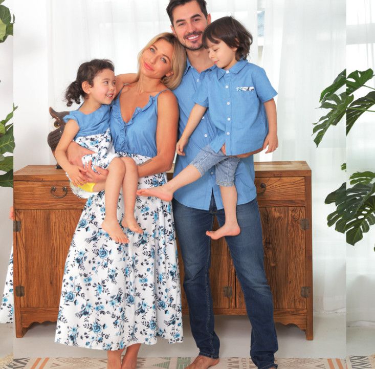 Family Matching Denim Outfits Girls 