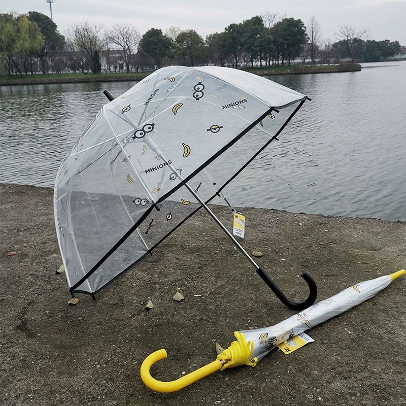 engranaje de pagoda paraguas transparente largo de dibujos animados de carro de