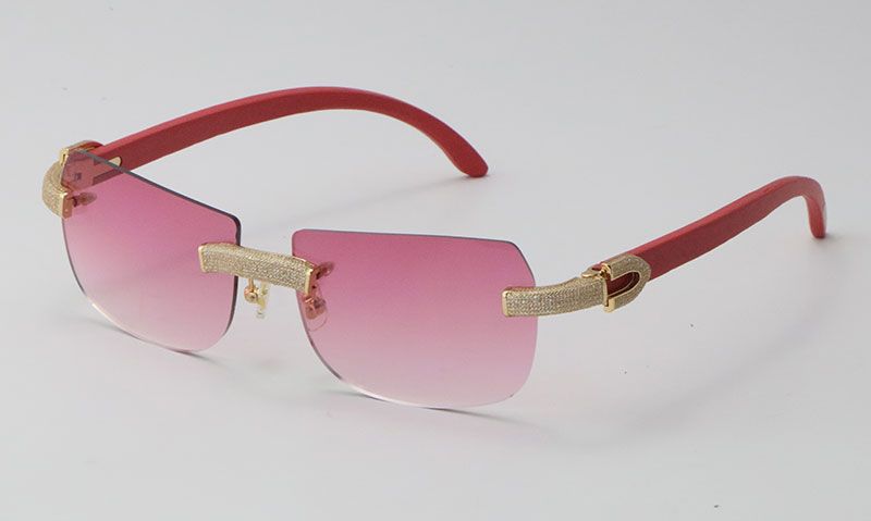 Gold Pink lens Red Wood